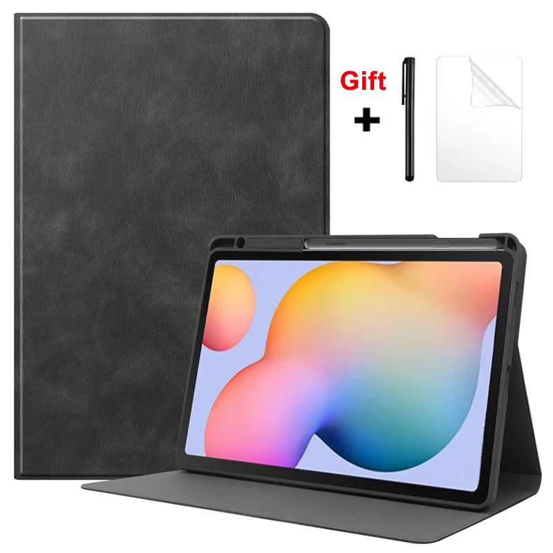 

Leather Stand Case For Samsung Galaxy Tab S6 Lite 10.4 inch SM-P610 615 Tablet PU Leather Smart Cover Tablet Case +film Pen