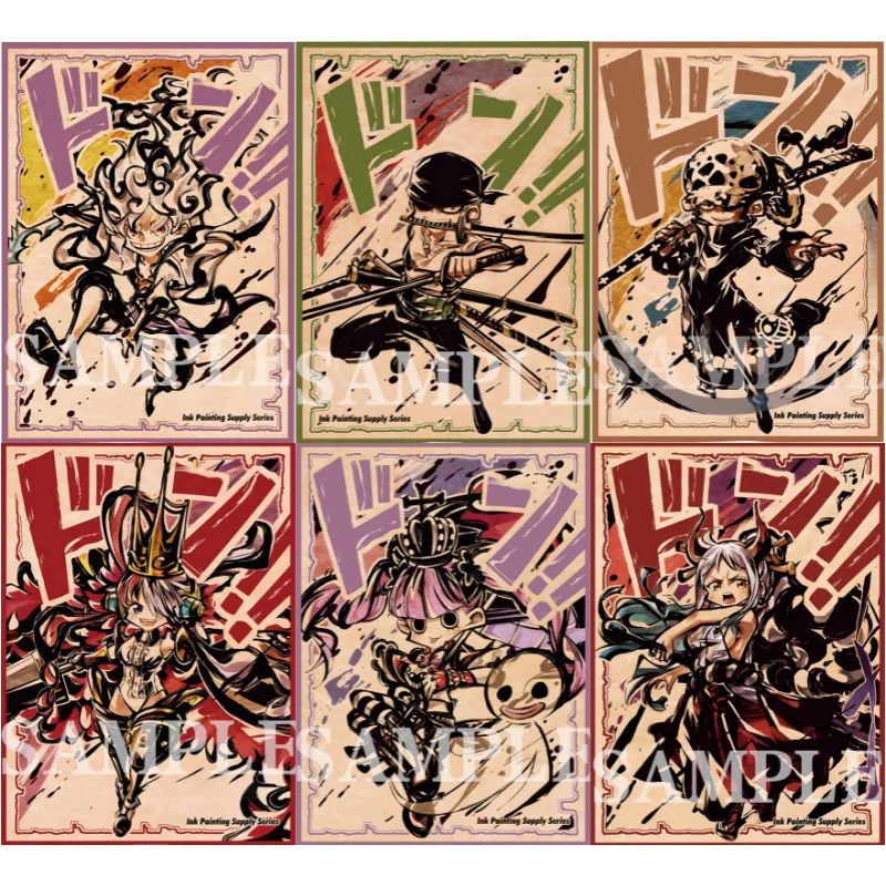 One Piece Ink and Wash Style Card Capa protetora, Luffy, Uta, Yamato, Perona, Zoro, OPCG, Jogo Anime, manga colorida, 60pcs por conjunto