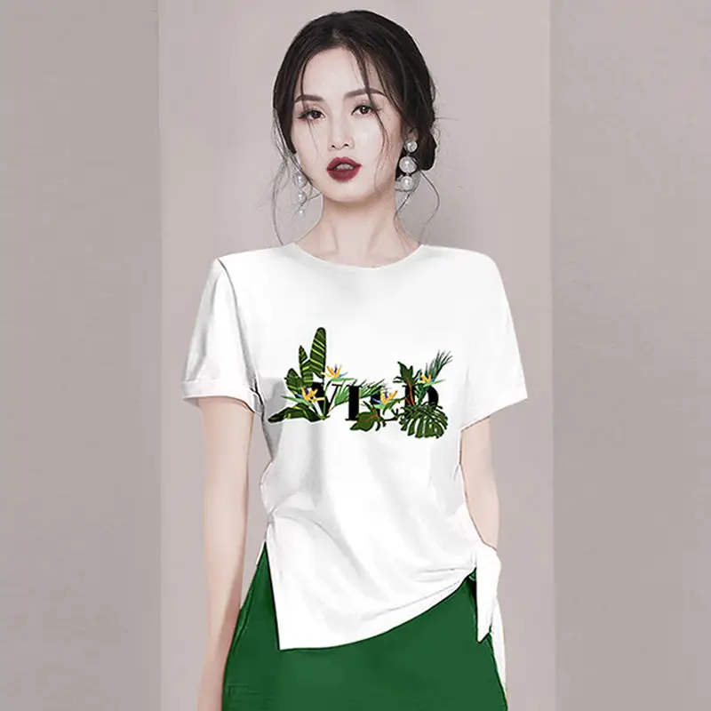 2023 Summer New Creative Letter Printing Short-sleeved T-shirt Casual Skirt Shorts Two-piece Elegant Women Pants Set Outfit