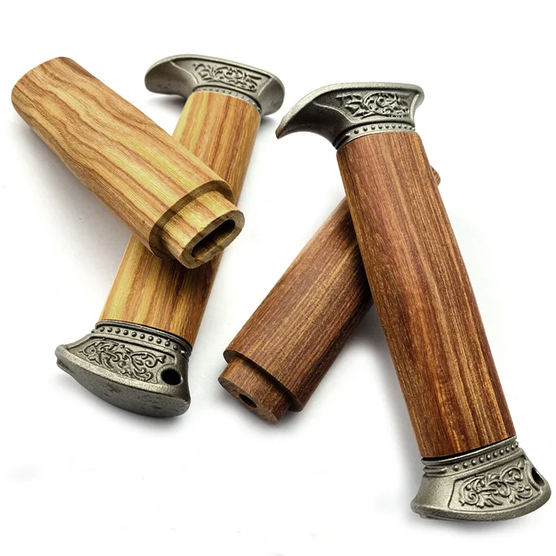 2 Types Custom Natural Wood Material Knife DIY Making Accessories Handle With Embryo Hand Steel Pommel Guard for Bowie Knives