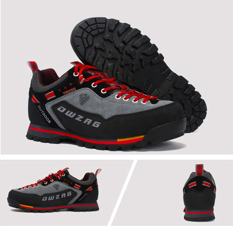 Leather Waterproof Hiking Shoes Men's Climbing Shoes Anti-collision Sneakers Non-slip Casual Lace-up Male Trekking Sports Shoes