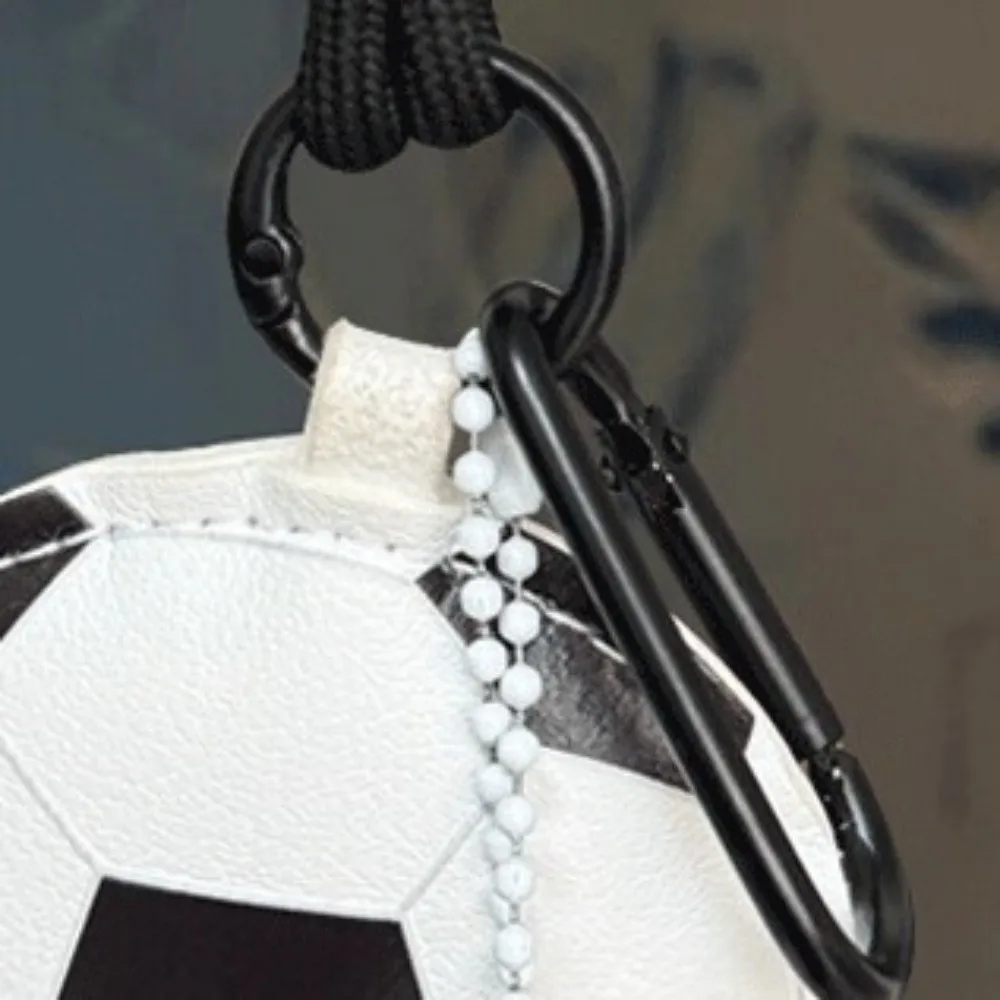 Cartoon Soccer Leather Keychain Sports Ornament PU Leather Sports Themed Gift Charm with Carabiner Wear-resistant