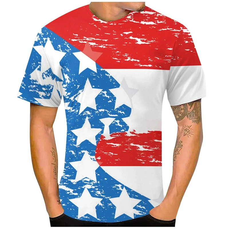 United States Flag Top Summer Men Clothing Plus Size Street Fashion T-Shirt Vintage 3D T-Shirt Men\'S Tees 3d Print High Quality