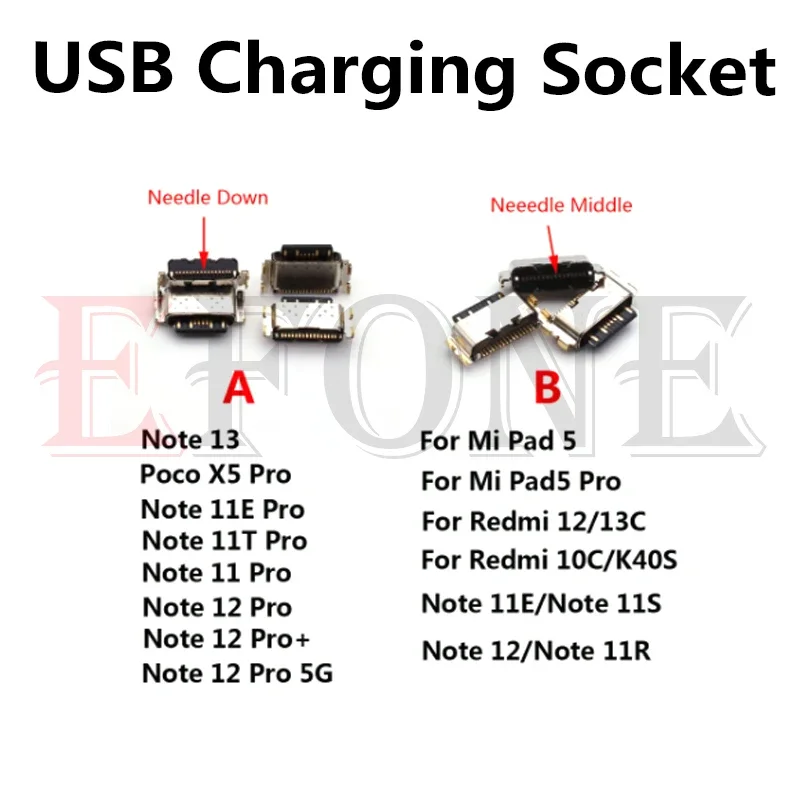 

10PCS For Xiaomi Redmi 13C 12 10C Note 12 Pro 11 11E 11T Mi Pad 5 Pro K40S USB Charging Port Dock Socket Connector