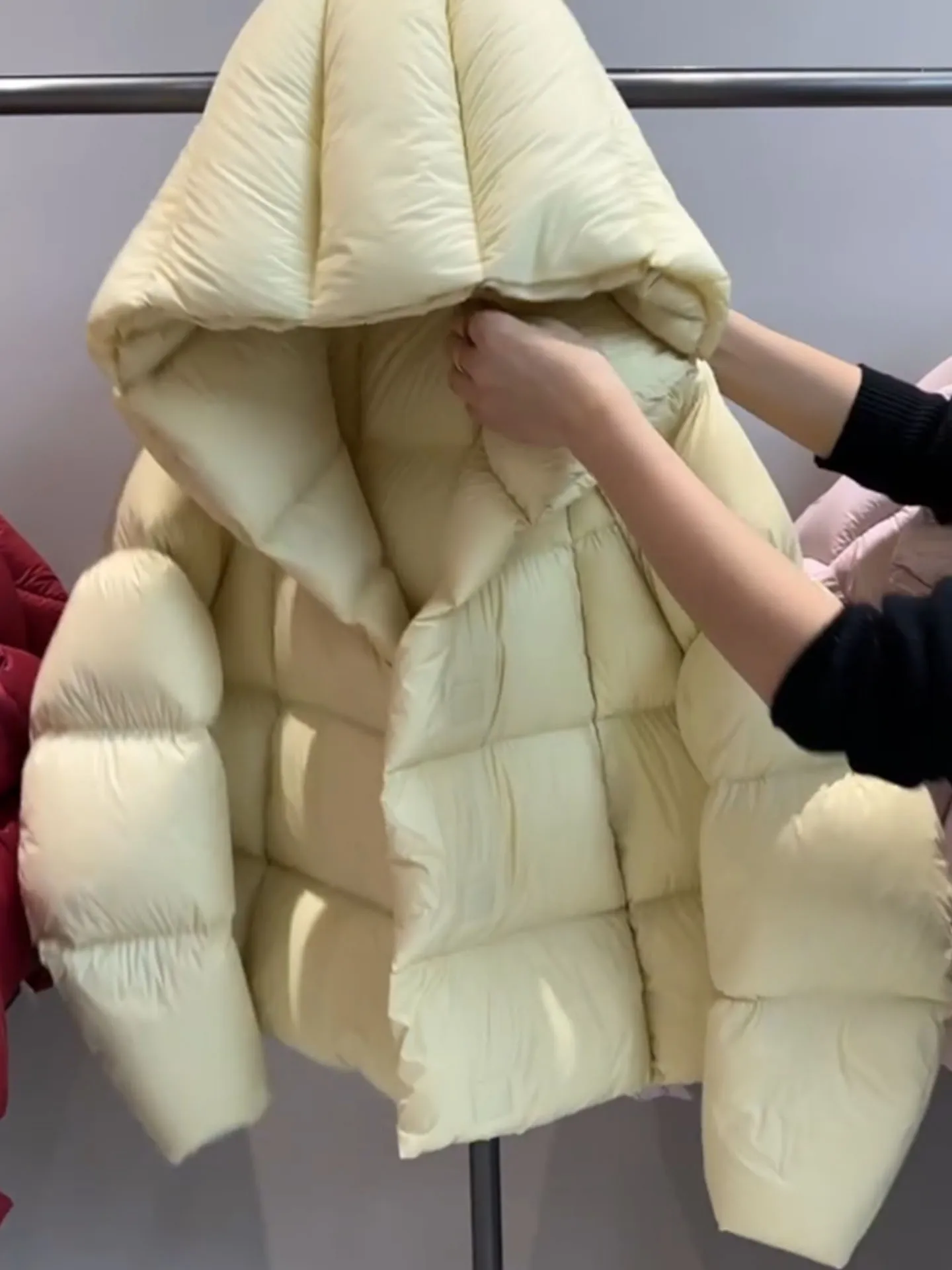 Premium ort Puffer Jaet Abrigo con capucha amarillo Cloudlike para mujer Cálido Thiened Coreano Sle Ajuste regular Commute Sle Du abajo