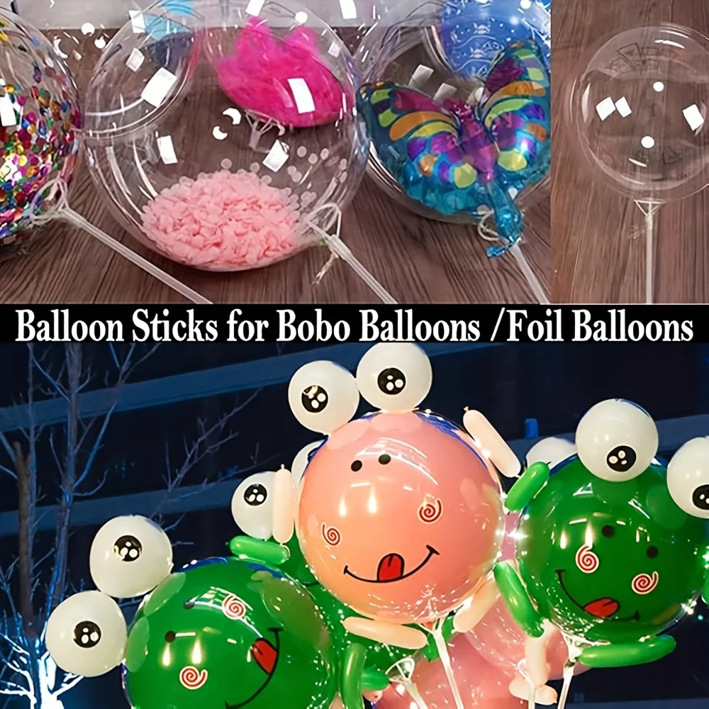 20pcs 27.56'' Clear Bobo Balloon Stick Holders with Cup Tops - Perfect for DIY Arch Kits, Party & Event Decorations view 3