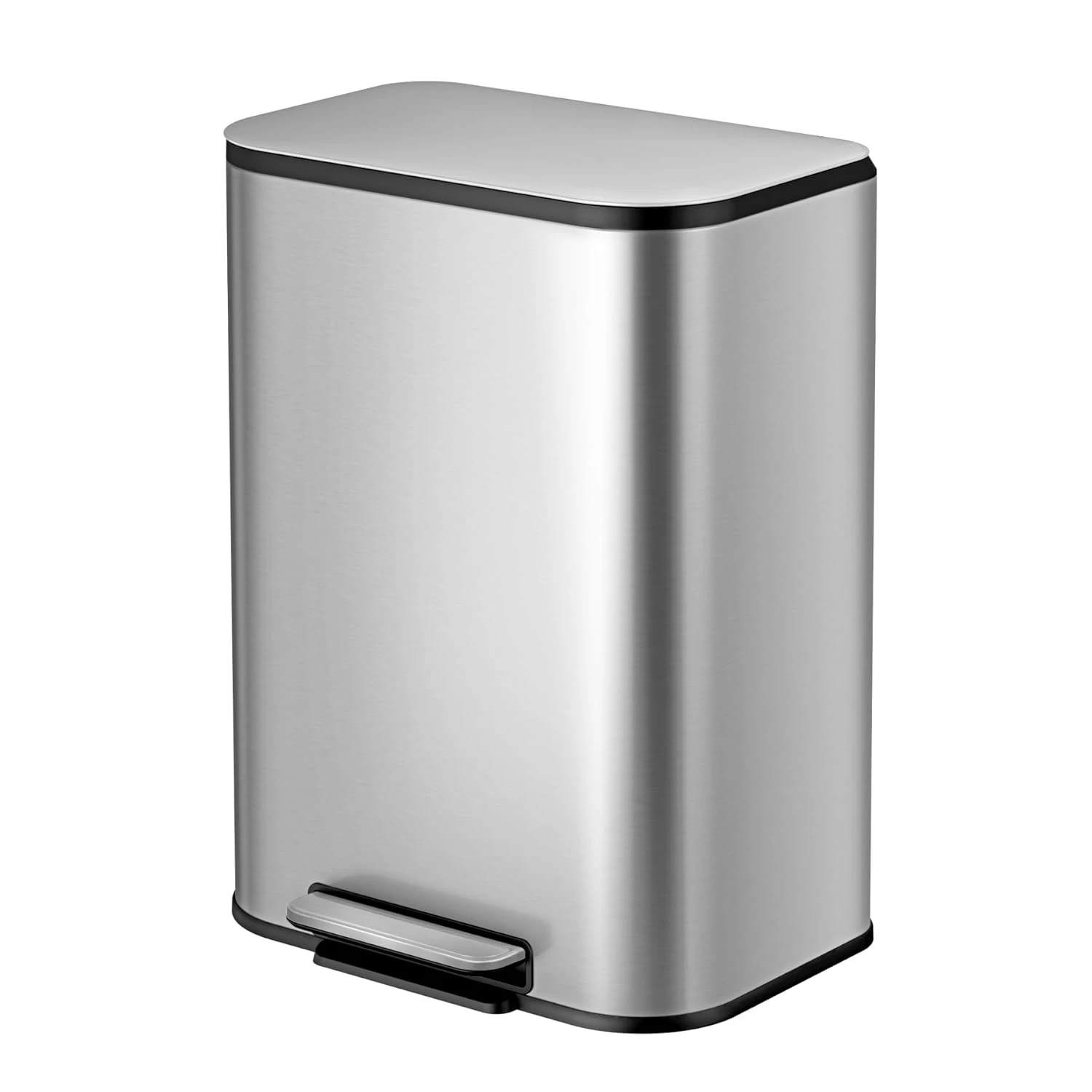 13 Gallon Kitchen Trash Can, Stainless Steel Step Garbage Can with Lid, Large Trash Can with Foot Pedal, Soft Close Lid