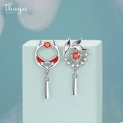 Thaya Original Design S925 Sterling Silver Earring Drop Red Oil Lion Earring Dangle For Women Silver Women Earring Fine Jewelry