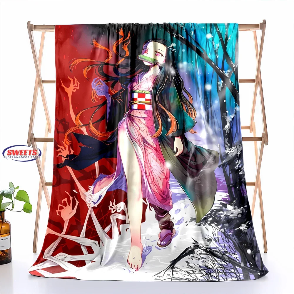 NEW! 3D Anime Kamad0 Nezuk0 Flannel Blanket for Bed Bedroom Sofa Picnic Throw Blanket for Cover Outdoor Leisure Nap Office Gifts