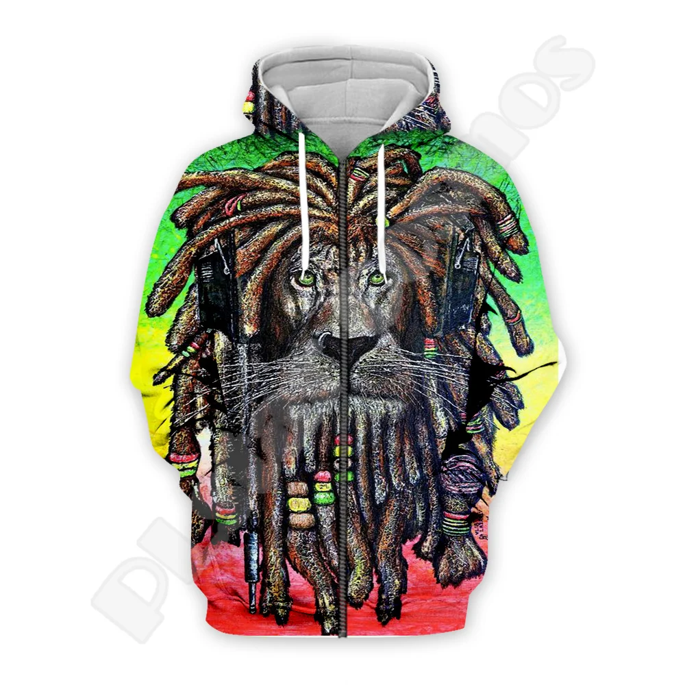 แฟชั่นใหม่ล่าสุด Bob Marley Reggae นักดนตรีสิงโต, tatto TRIBAL วินเทจย้อนยุค3dprint เสื้อลำลองสไตล์ฮาราจูกุ