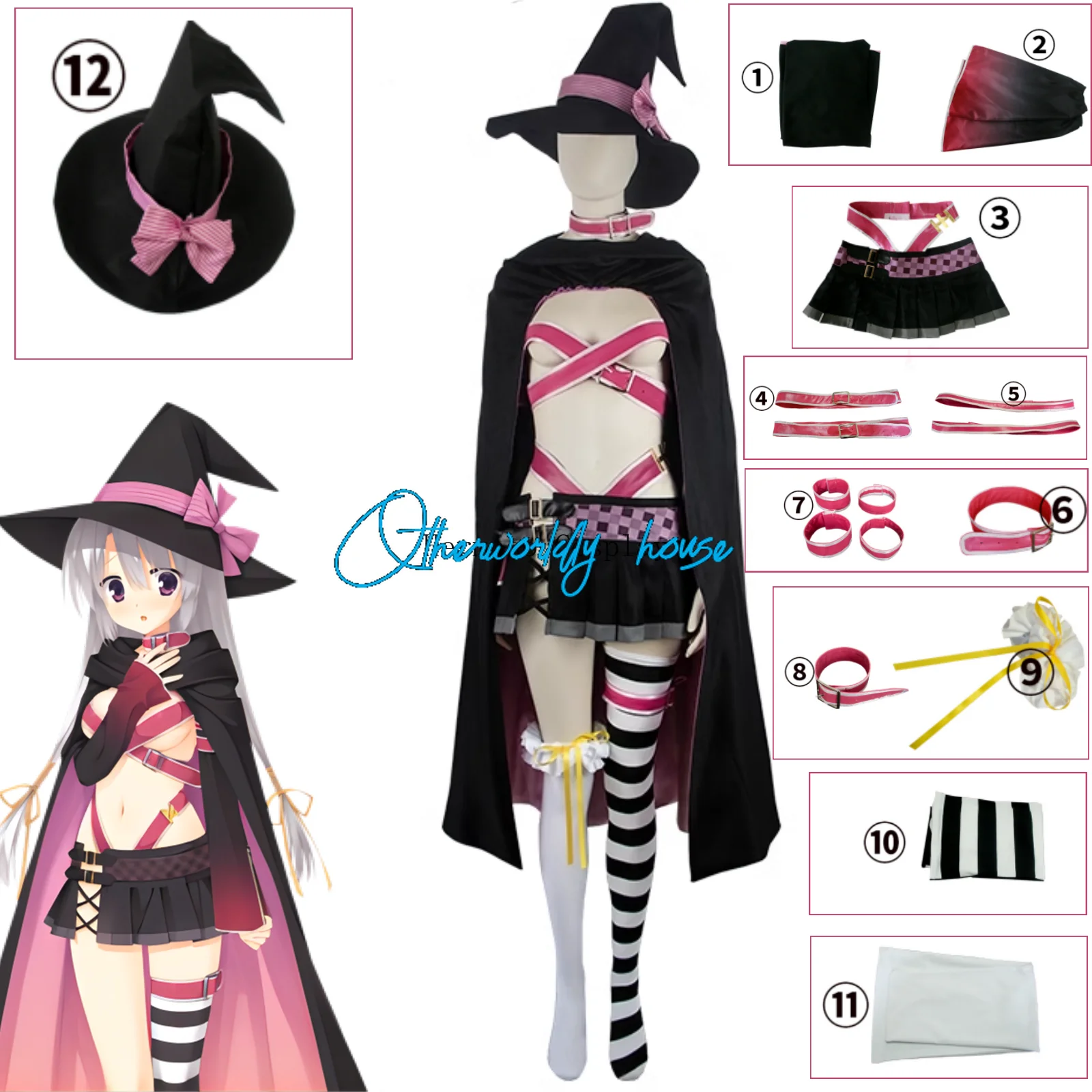 Anime Sabbat of the Witch Cosplay Ayachi Nene Costume Comic Convention Halloween Carnival Clothes Cloak Hat Socks Props Full Set