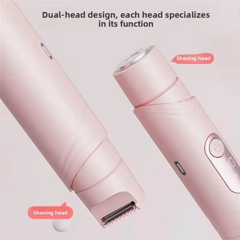 [Affordable】 Portable Electric Body Shaver Double Head Precision Trimmer LED Battery Display Painless Hair Removal A