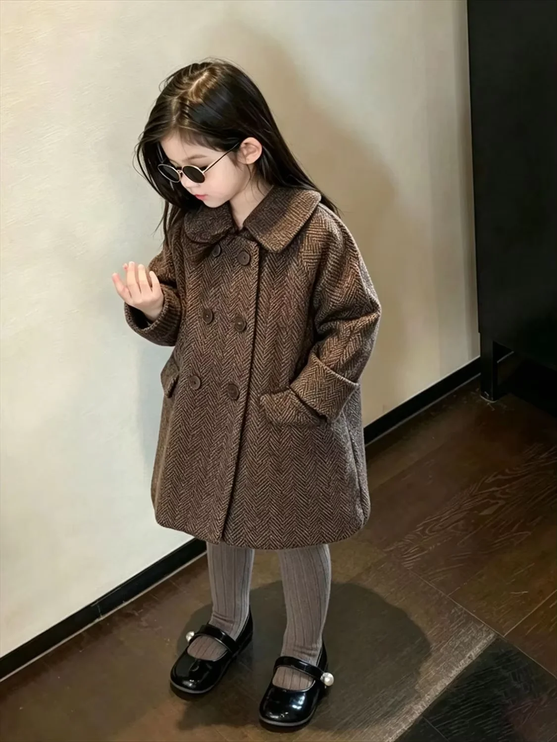Children's Woolen Coat Autumn And Winter New Girl's Collar Loose Woolen Jacket