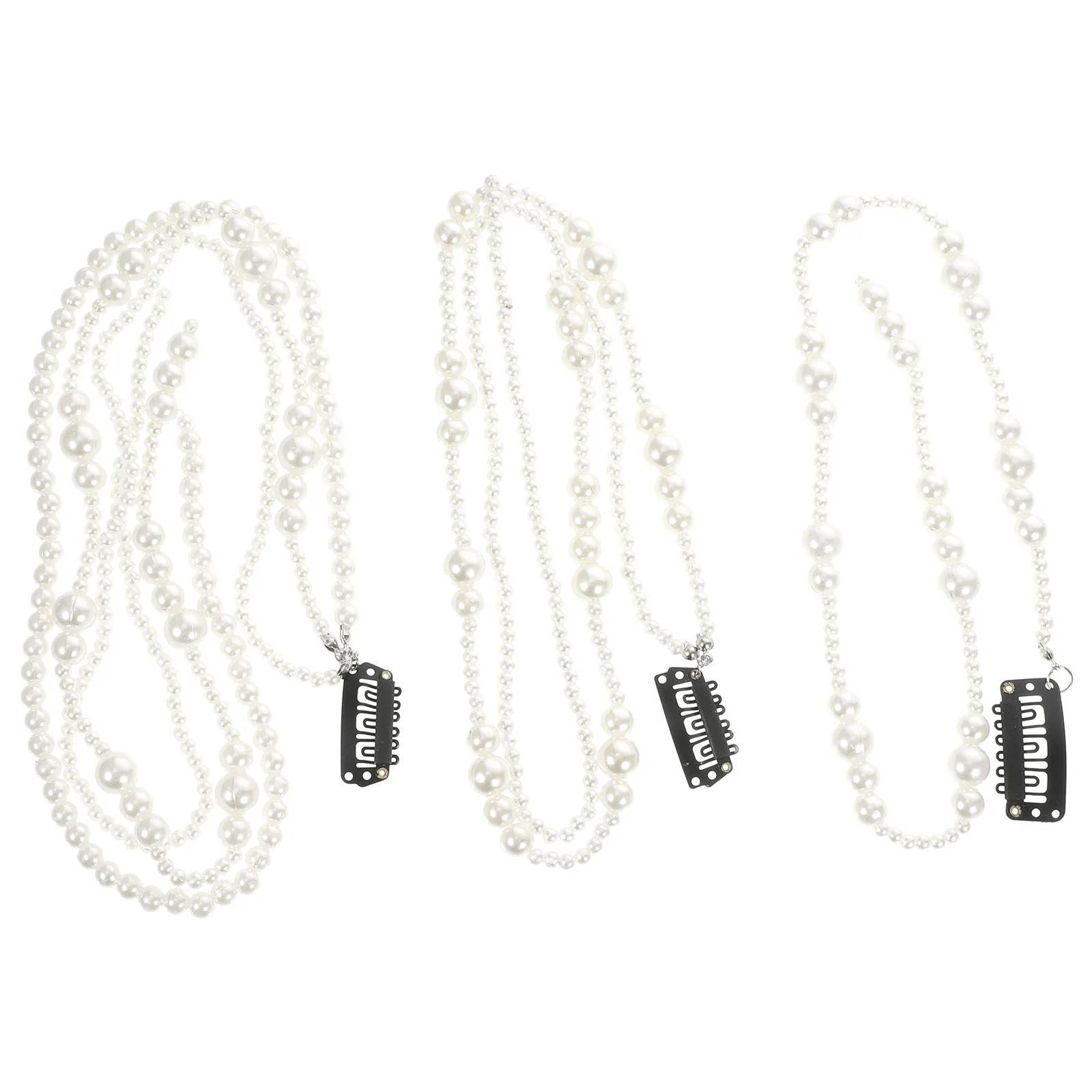 3 Pcs Hair Clips for Women Pearl Accessories Toppers Chains Headband Plastic Miss