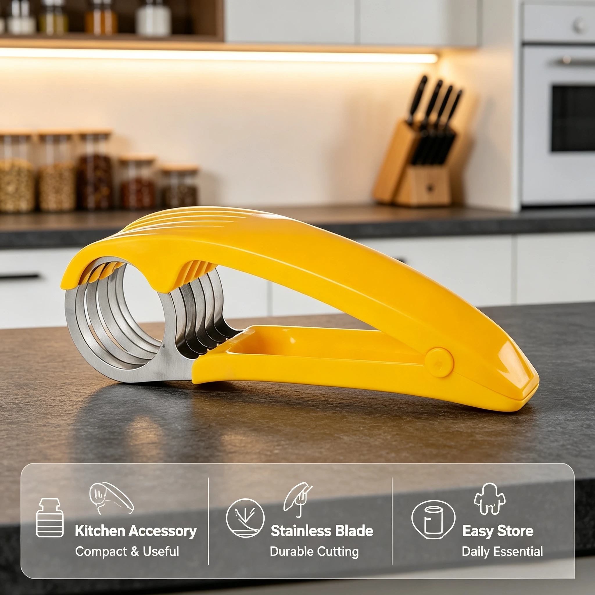 Creative Banana Slicer Sausage Slicer Vegetable and Fruit Sharp Slicer Stainless Steel Banana Cutter Kitchen Accessories