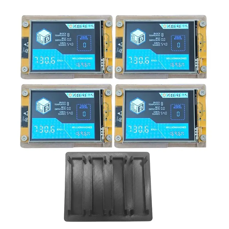 Y50A-4PCS Stand 735KH/S Nmminer Nerdminer+ 4 Slots Bitcoin Crypto Solo Lottery Miner 2.8 Inch Smart Display Touch