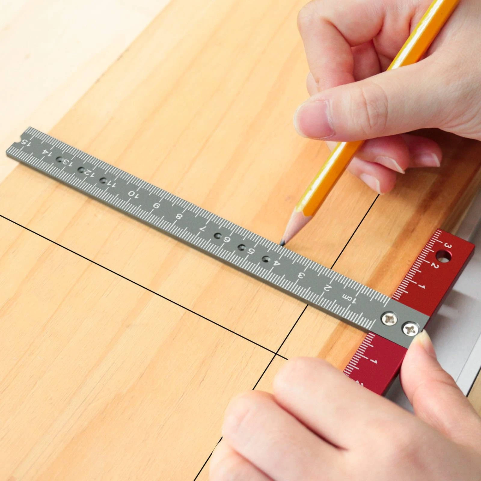 T-Square Ruler Precision Layout Aluminum T-Square Woodworking Ruler Corrosion Resistant Measuring Tool Long-Lasting