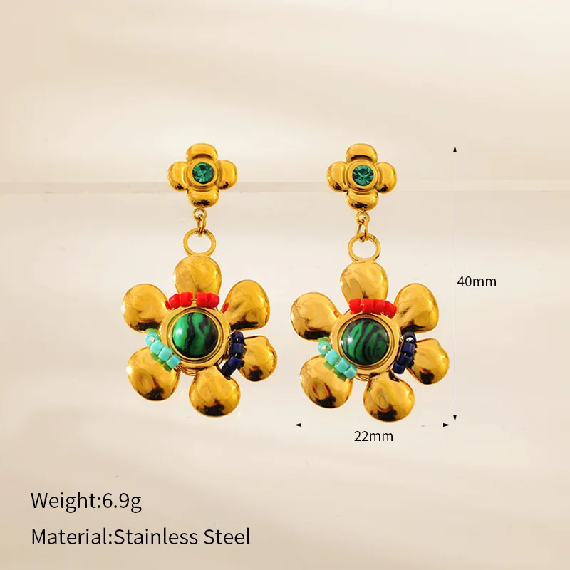 Vintage Ethnic Style Stainless Steel Plated With 18K Gold Personalized And Creative Exaggerated Design Earrings Women jewelry