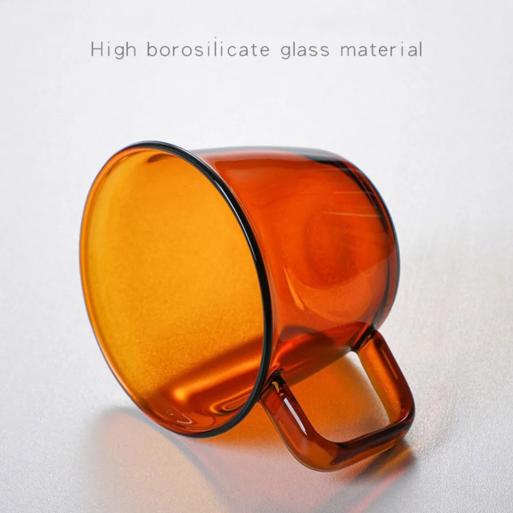 250ml High Borosilicate Colored Glass Coffee Cup Amber Green Tea Cup Colored Glass Water Cup with Handle Cold and Heat Resistant