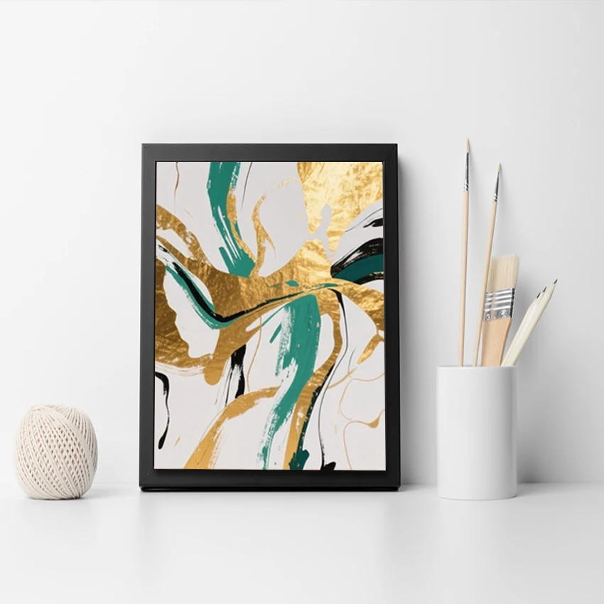 

Картины из золотой фольги, абстрактная картина на холсте в простом стиле, без рамки, произведения искусства отеля, большая стена ручной работы