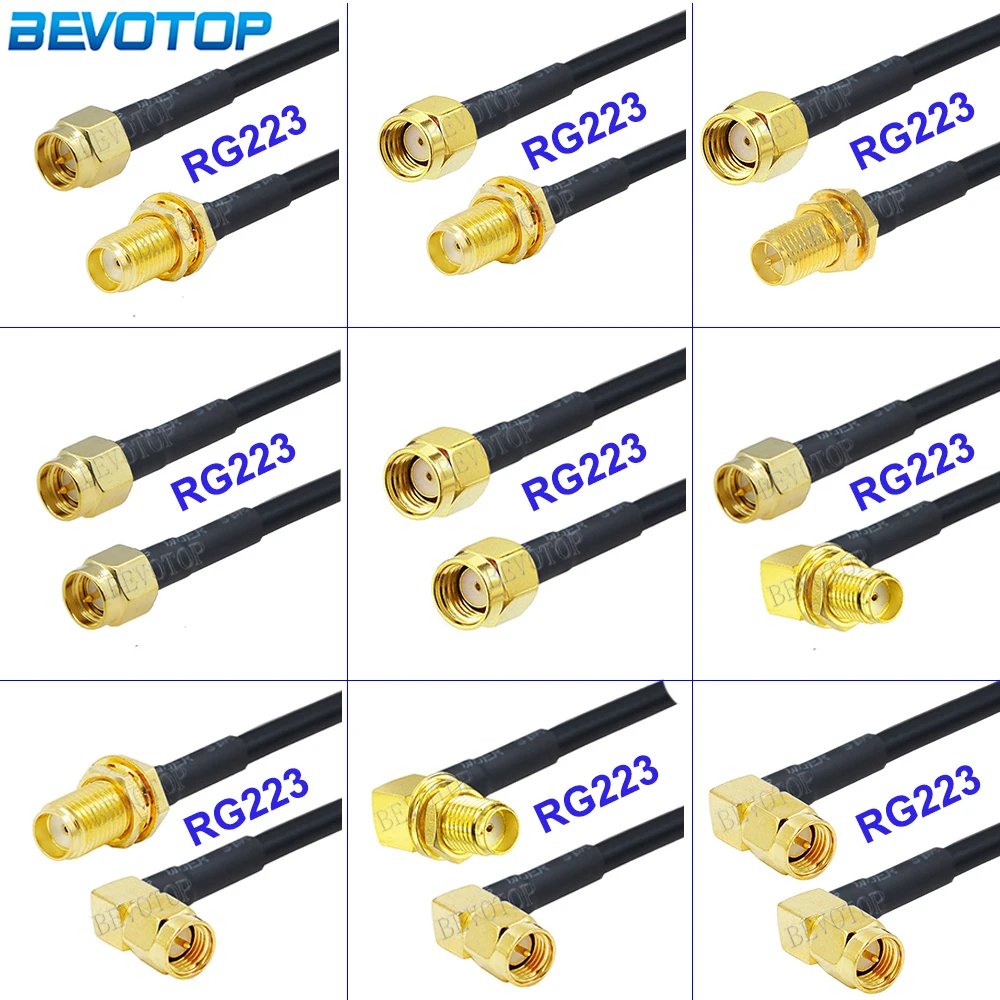 1Pcs RG223 케이블 SMA 남성-SMA 암 커넥터 50ohm 이중 차폐 RF 동축 케이블 WiFi 안테나 연장 코드 피그 테일