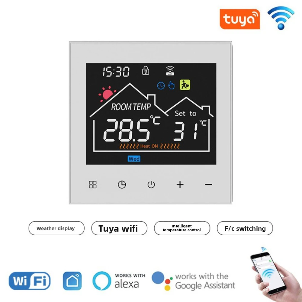 AC90~240V LCD-Bildschirm Tuya Smart WIFI Fußbodenheizungs-Thermostat 16A, 3A Wasser-/Heizgas-Kessel Temperaturregler – Detail 1