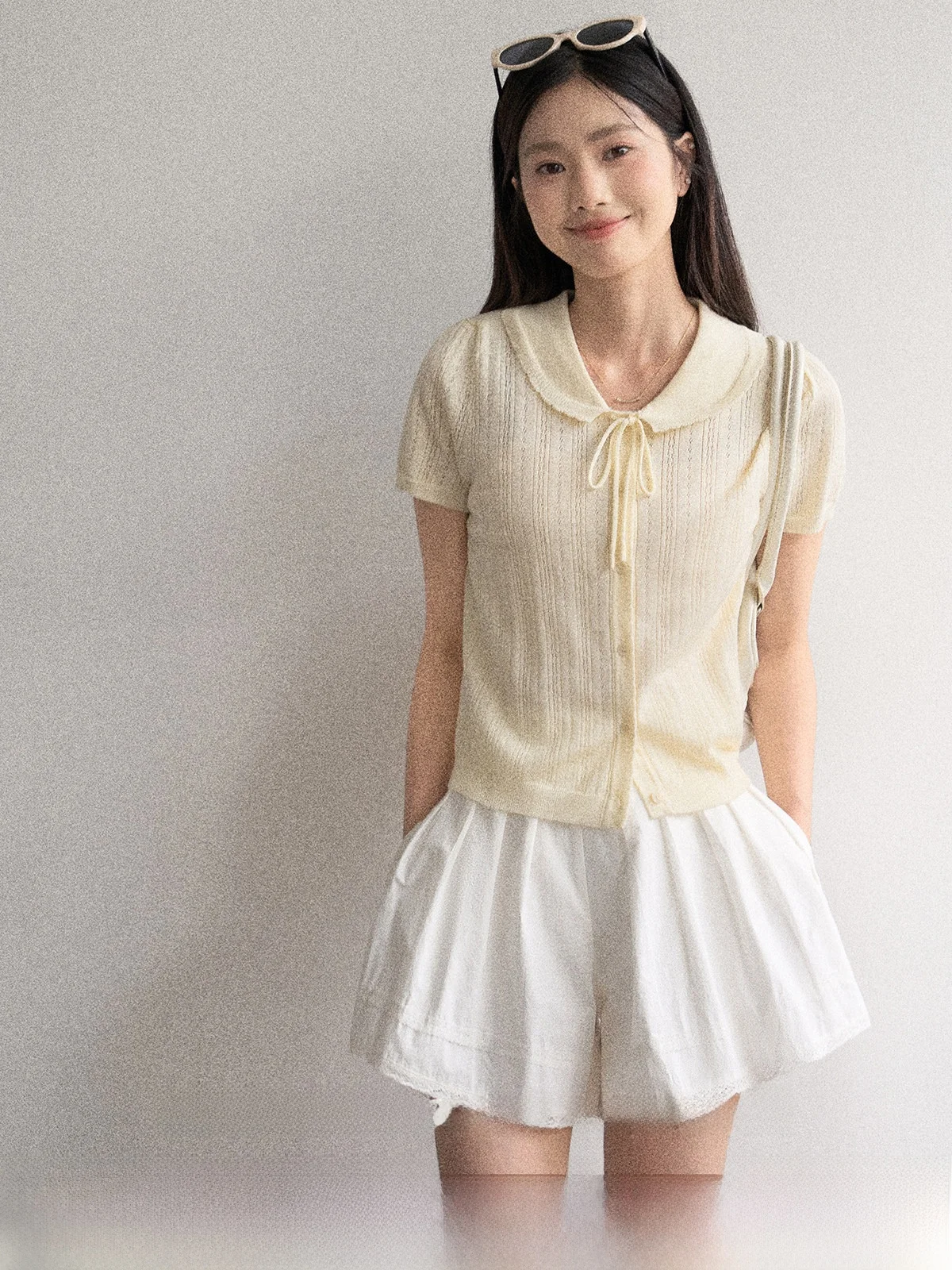 

Yellow Thin ort Sve Knitted Doll Collar T-irt Women's Summer New Sle Versatile Beautiful Top Commute Sle Slim Fit