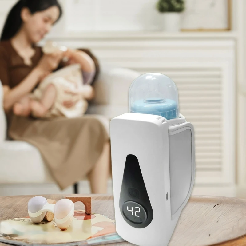 Portable Baby Bottle Warmer with Rechargeable Feature for Travel Precise Temperature Control Milk Bottle Heating Case