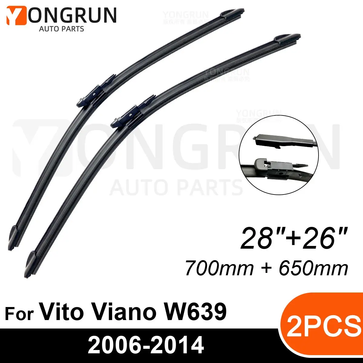 

Front Wipers For Mercedes Benz Vito Viano W639 2006-2014 Wiper Blade Rubber 28"+26" Car Windshield Windscreen Accessories 2013