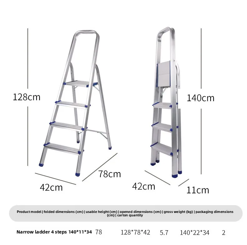 

Firm Ladder Folding Household Aluminum Alloy Herringbone Lightweight Thickened Shelf Narrow Edition Ladder Durable