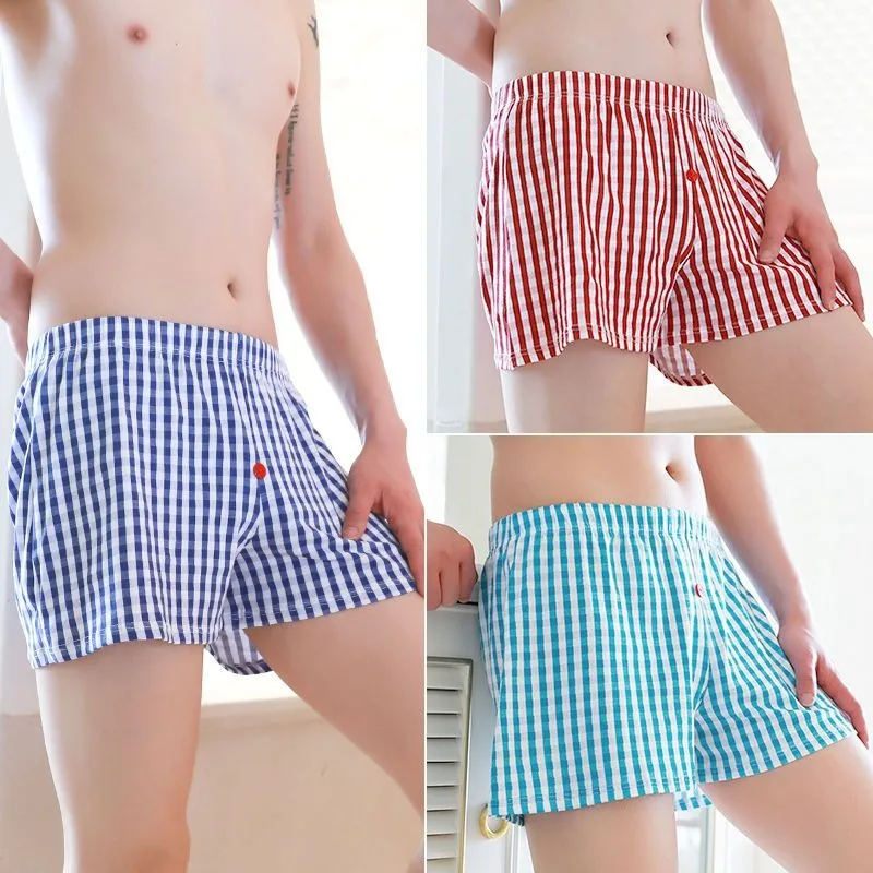 Loose Version New Younger Underwear Men's Boxer Briefs Breathable Summer Comfortable Oversized 100kg Trendy Plaid Boxers Shorts