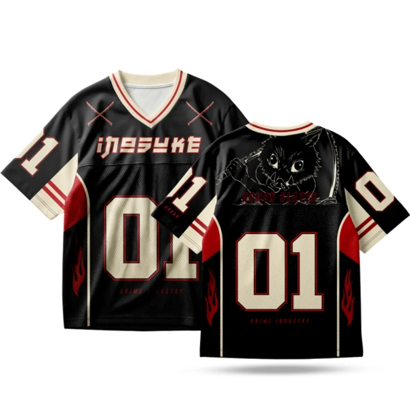 Demon Slayer Inosuke Hashibira 01 V-Neck Jersey, Quick Dry Breathable Mesh T-Shirt For Men Women Kids Anime Fans