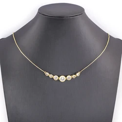 Nidin High Quality Round/Heart Zircon Gold Plated Pendant Necklace For Women Link Chain Choker Luxury Jewelry Wedding Party Gift