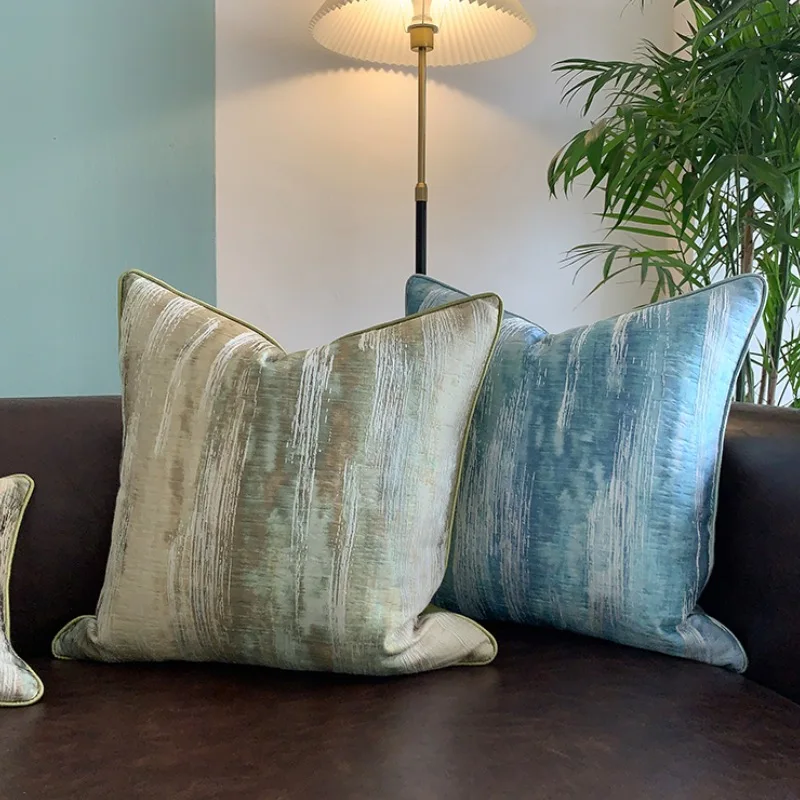 

Blue Pillows Green Brown Cushion Case Luxury Stripe Decorative Pillow Cover For Sofa Chair Modern Living Room Home Decorations