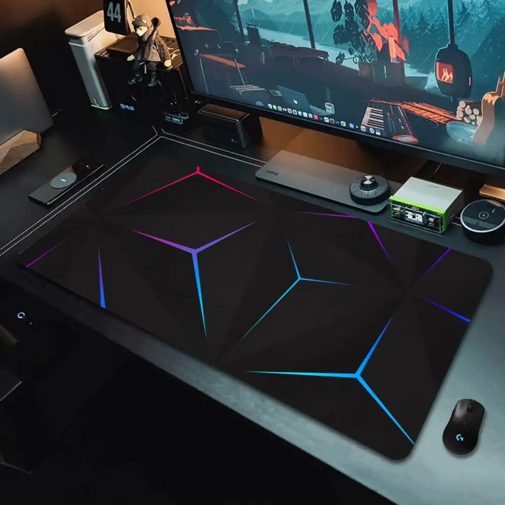 

Эргономичный художественный коврик для мыши, абстрактный черный и серый дизайн, прочная резиновая основа, аксессуар для компьютерного игрового стола, художественный настольный коврик