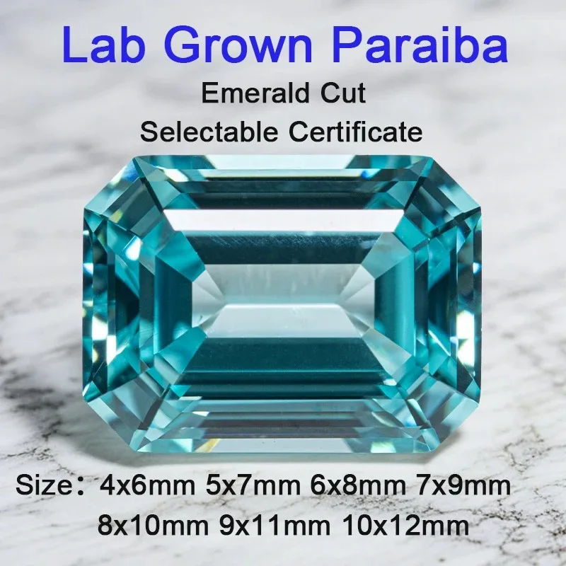 

Par-Lab Grown Paraiba Emerald Cut VVS1 Charms Gemstone Beads for Jewelry Making Rings Bracelet Pendant Selectable AGL Certificat