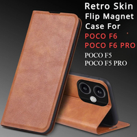 POCO F6 PRO 5G F 6 F5 Luxury Leather Case Retro Skin Book Flip Magnetic AUTO Closed Full Cover For Xiaomi POCO F6 F5 Phone Bags