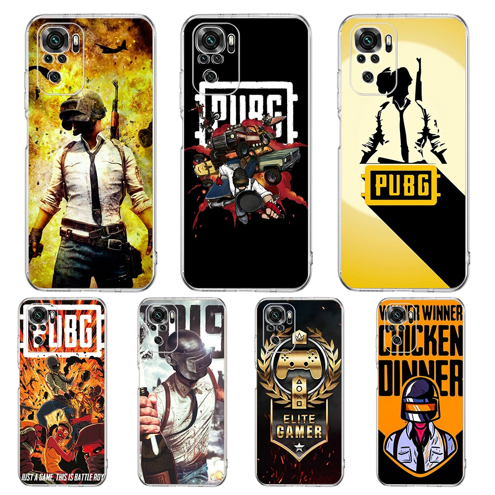 Game PUBG Phone Case Cover for Redmi Note 10 11 12 7 8 8T 9 K40 Gaming 9A 9C Pro Plus Transparent Silicone Shell Coque Capas Bag