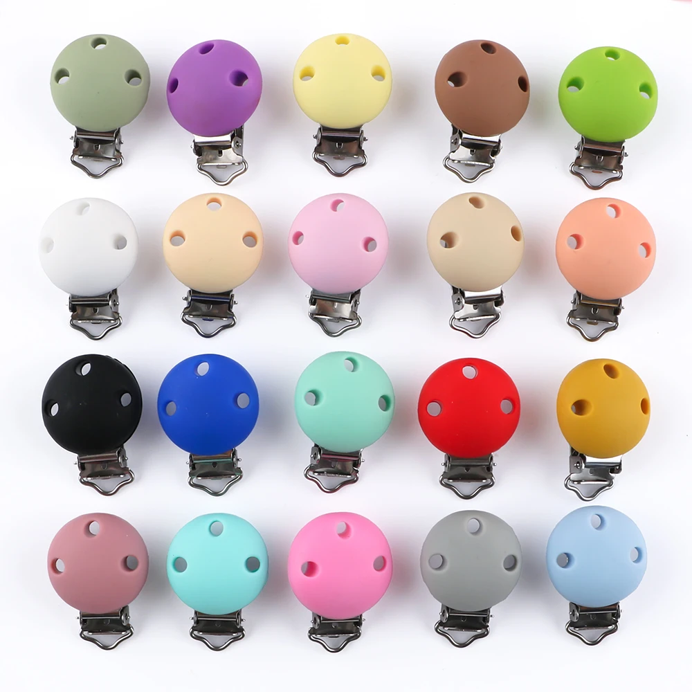6pcs New Color 30mm Silicone Round Metal Clips DIY Bag Hat Chain Keychain Holder Clamps Jewelry Handmade Accessories