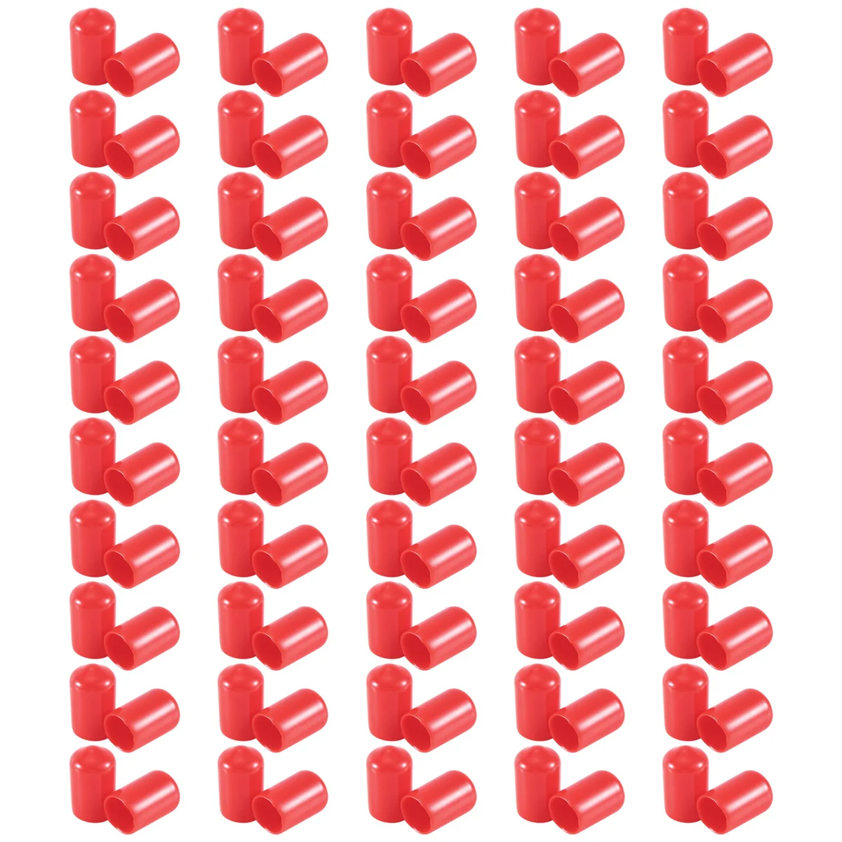 100Pcs Rubber End Caps 9.5Mm ID PVC Round Tube Bolt Cap Cover Screw Thread Protectors Red