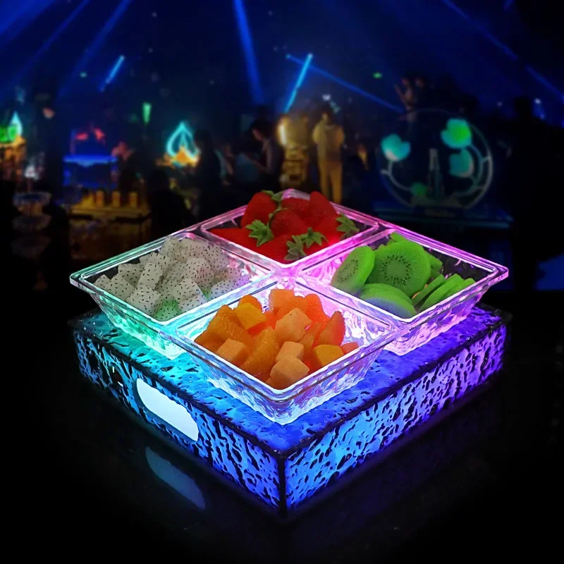 LED bar KTV grid luminous ice pattern frozen fruit snack inventory heart plate dried fruit  platter snack