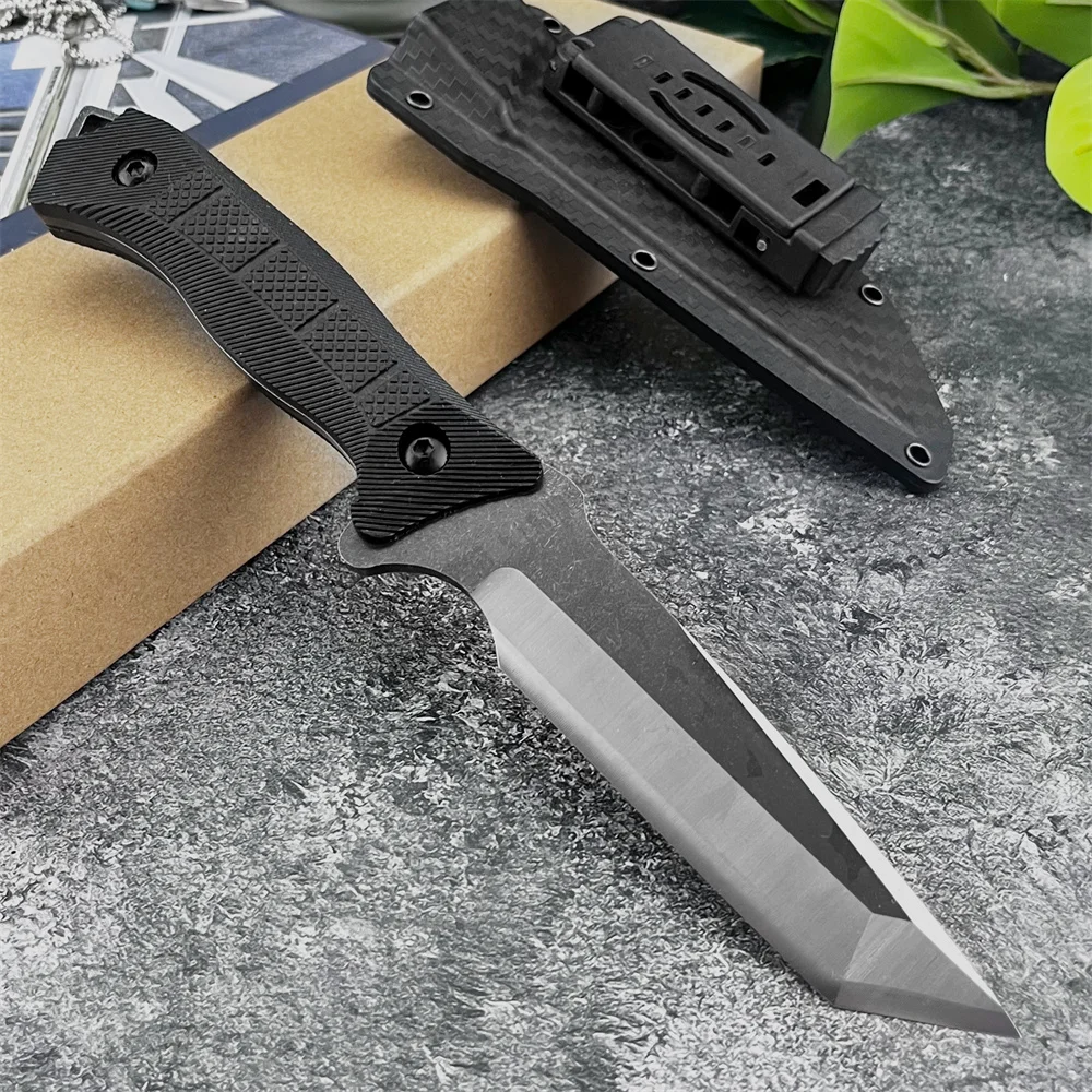 Edc Concealed Carry Knife - มีดตรงสำหรับเดินป่าและตั้งแคมป์ ใบมีดเหล็ก 420 ด้ามจับ ABS แข็งแรงสูง