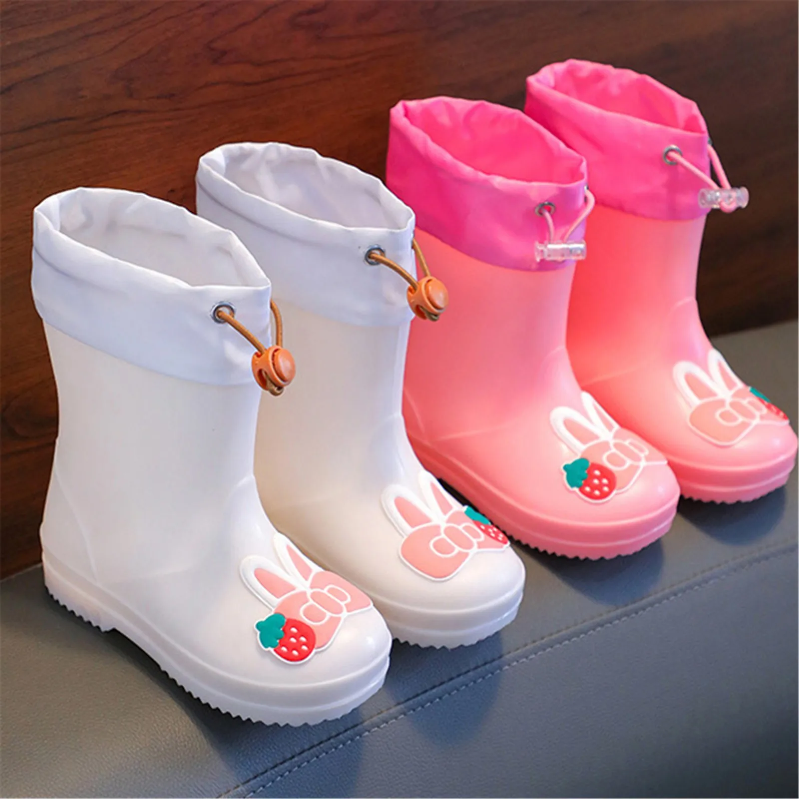 Bottes de Pluie Imperméables en Caoutchouc pour Enfant Garçon et Fille, Chaussures Mignonnes à Motif de Dessin Animé