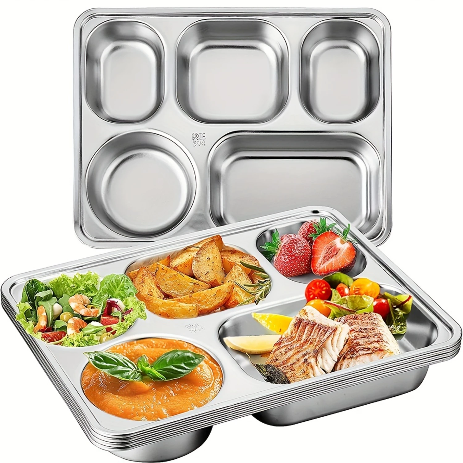 1pc Durable 304 Stainless Steel Divided Plate for Camping, School, and  Use - Easy to Clean and Long-Lasting