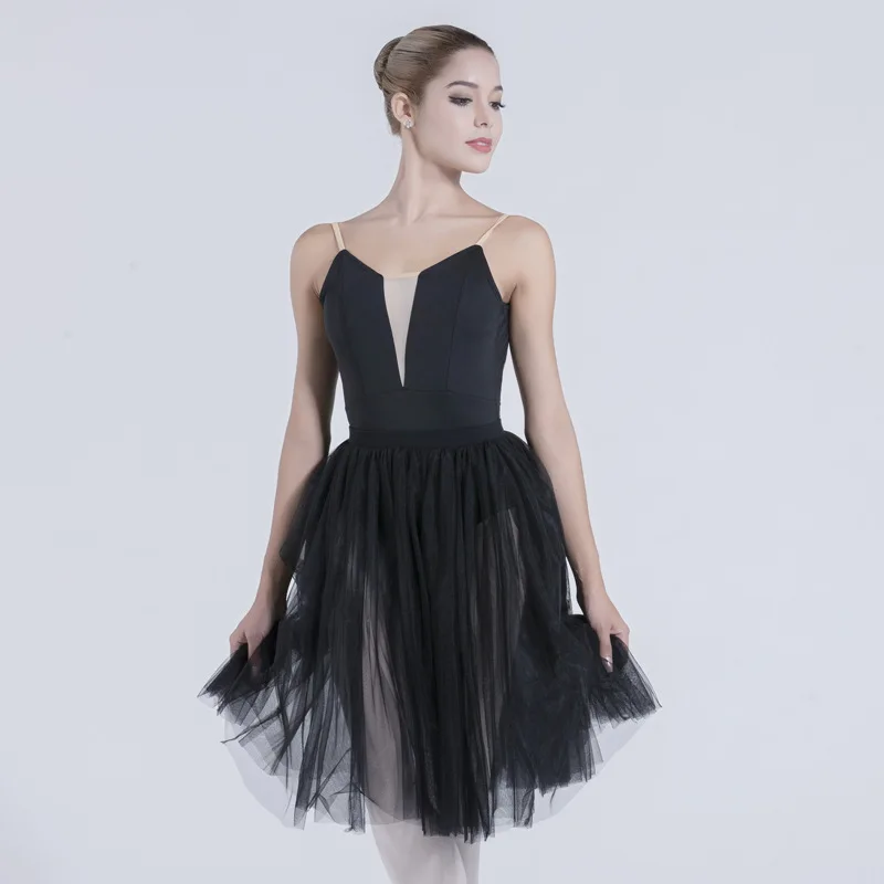 Adult Black White Women's Ballet TUTU Skirt for Women Adult Soft Tulle Dance Practice Midi Rhythmic Gymnastics Mesh Skirts