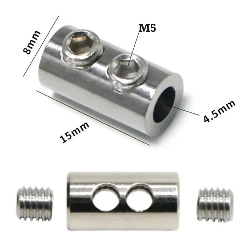 5/10/20Pcs Steel Wire Rope Buckle Clamp Double Hole Thread Locker Adjustable Telescopic Fix Clip Hardware Fastening Accessories