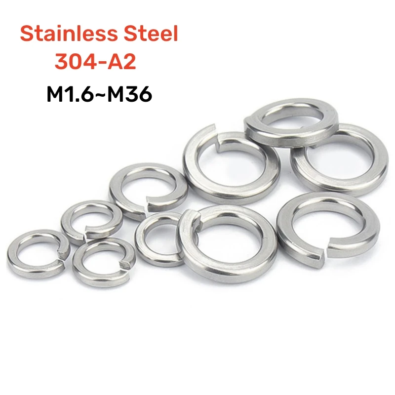 1~300pcs 304 A2 Stainless Steel Spring Split Lock Washer Elastic Gasket M1.6M2M2.5M3M4M5M6M8M10M12M14M16M18M20M22M24M27M30M33M36