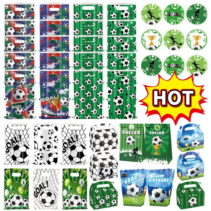Bolsas de regalo de cumpleaños de fútbol, rellenos para bolsas de fiesta de fútbol, cajas de dulces, bolsas de botín para niños, artículos y recuerdos para fiestas de cumpleaños de fútbol