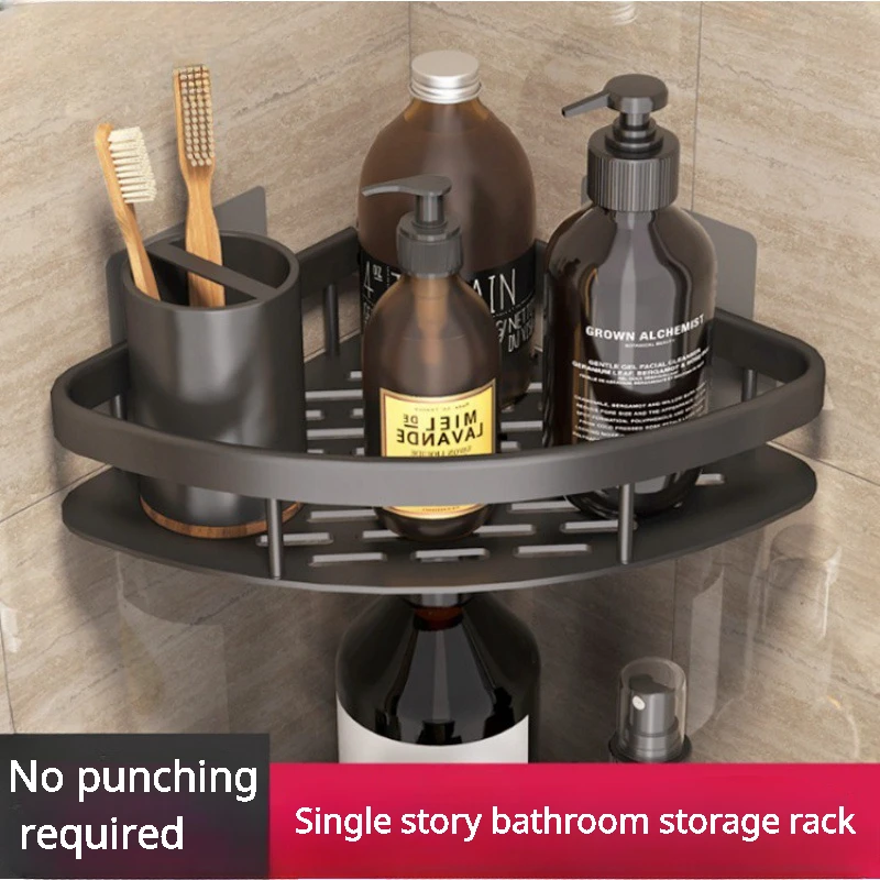 No Drill Storage Rack Shelf Shower Holder Shelves Wall Mount Corner Bathroom for WC Shampoo Organizer Bathroom Accessories