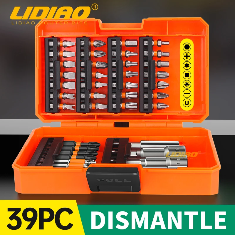 Imagem -02 - Lidiiao 35 39 Peças Conjunto de Brocas Chave de Fenda Kit Hex Driver Conjunto Chave de Fenda Magnética para Madeira Metal Ph1 Driver Bits com Case